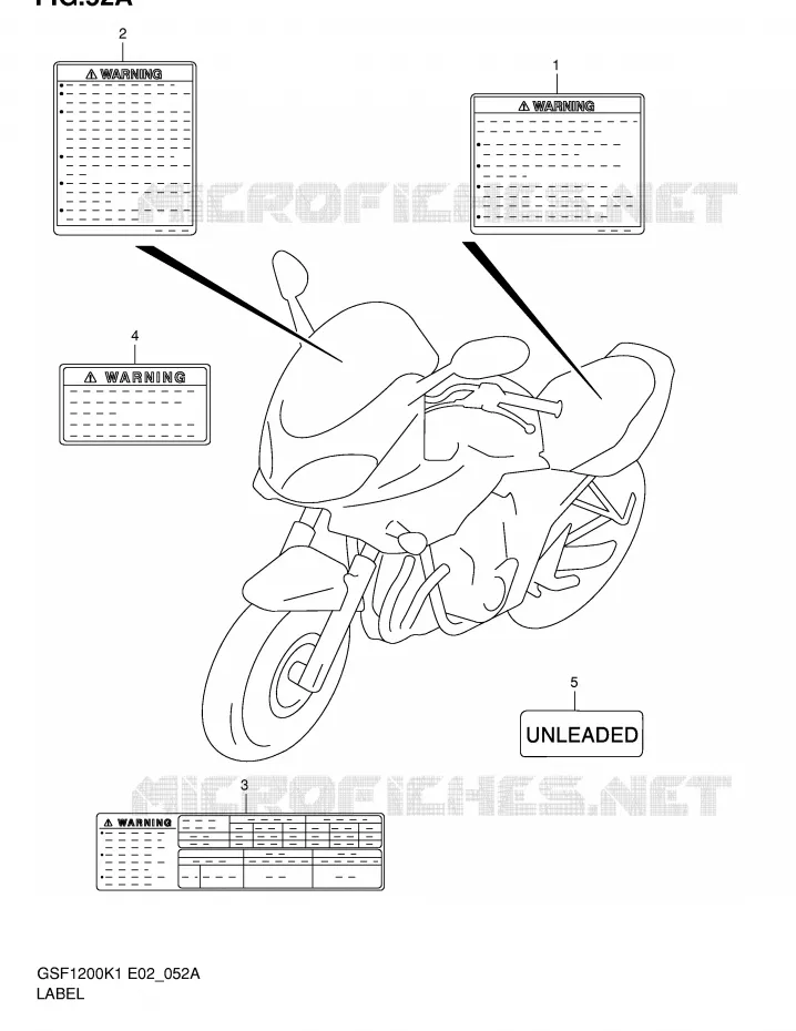 ETIKET (MODELE K2/K3/K4) Suzuki MOTO 1200 BANDIT 2005  GSF1200K5(E2)
