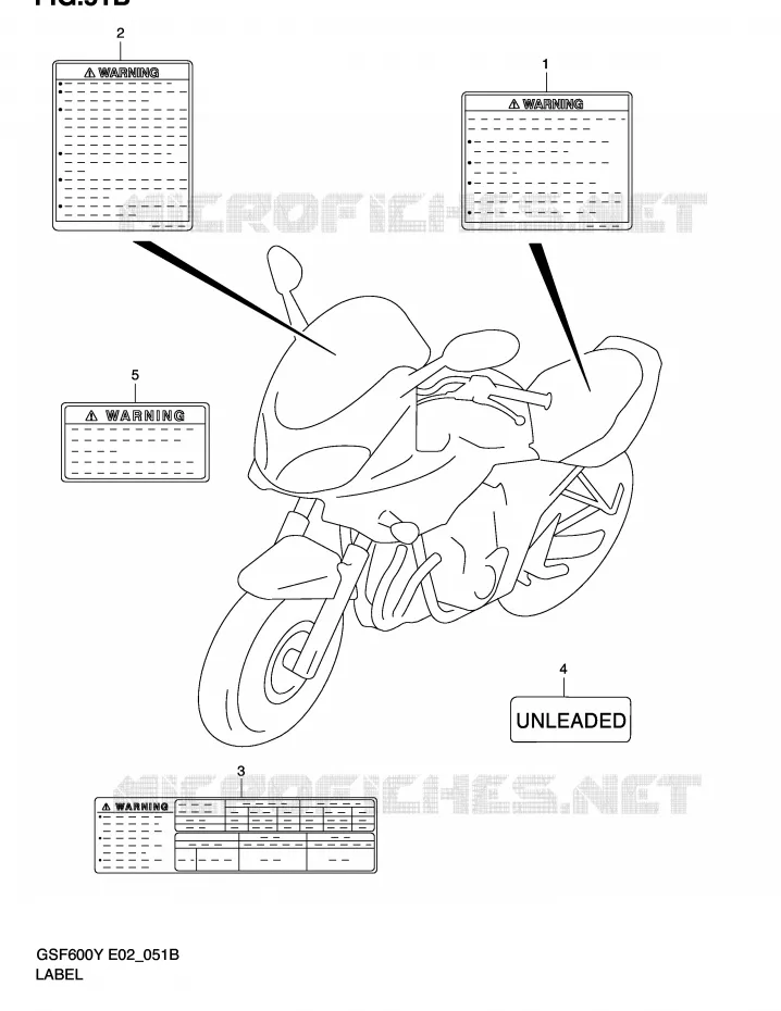 ETIKET (MODELE K2) Suzuki MOTO 600 BANDIT 2002  GSF600SK2(E2)