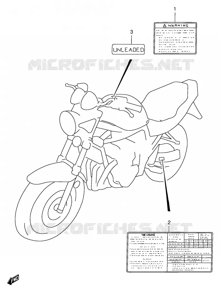 ETIKET (MODELE S) Suzuki MOTO 600 BANDIT 1998  GSF600SW(E2)