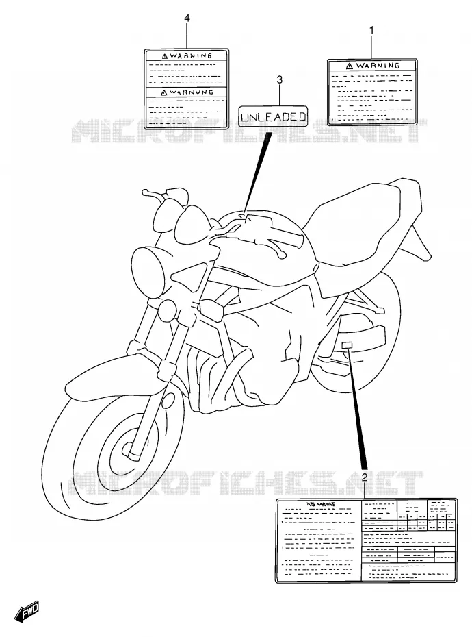 ETIKET (MODELE T/V/W/X) Suzuki MOTO 600 BANDIT 1999  GSF600X/GSF600SX/GSF600UX/GSF600SUX