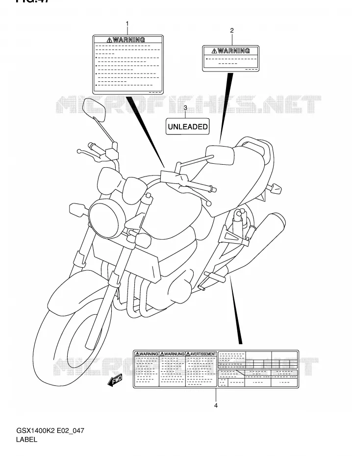 ETIKET Suzuki MOTO 1400 GSX 2004  GSX1400U1K4(E2)