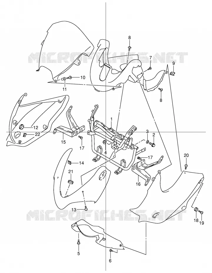 FAIRING INSTALLATIEDELEN (CAPUCHON / CACHE) Suzuki MOTO 600 BANDIT 2002  GSF600K2(E2)