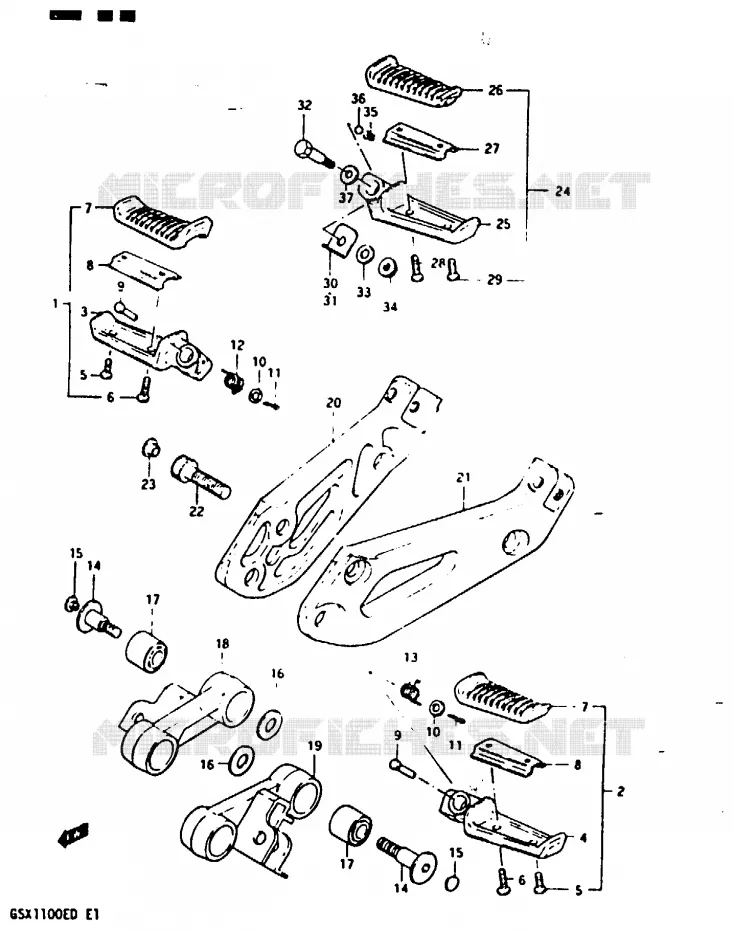 FOOTREST (MODELE D) Suzuki MOTO 1100 GSX-E 1982  GSX1100EZ(Z/D)
