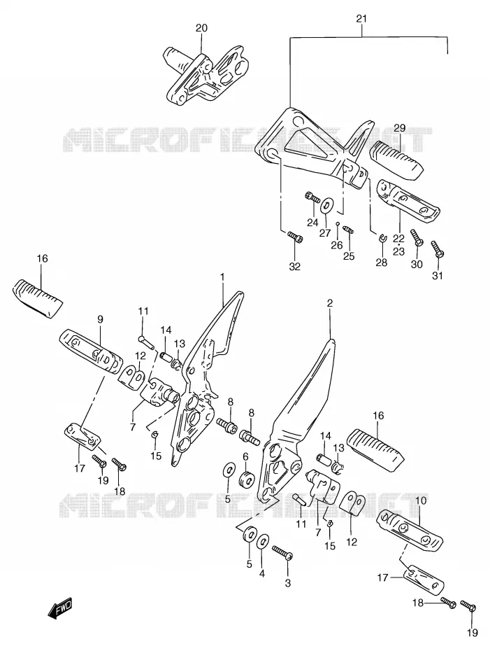 FOOTREST (MODELE V/W/X) Suzuki MOTO 1200 BANDIT 1998  GSF1200SW(E2)