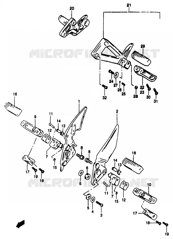 FOOTREST (MODELE V/W/X) Suzuki MOTO 1200 BANDIT 1998  GSF1200W/GSF1200SW/GSF1200SAW