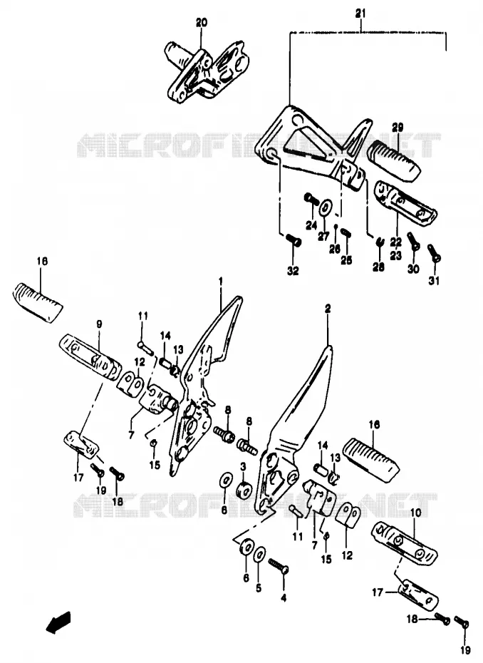 FOOTREST (MODELE Y) Suzuki MOTO 1200 BANDIT 1996  GSF1200SAT(T/V/W/X/Y)