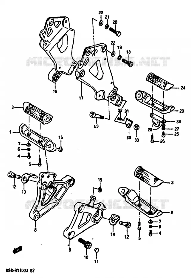 FOOTREST Suzuki MOTO 1100 GSX-R 1986  GSX-R1100G(G/H/J)