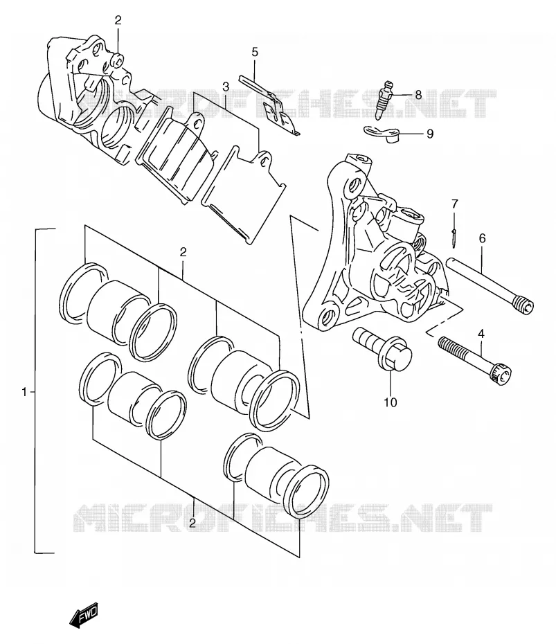 FRONT CALIPER (GSF1200SAV/SAW/SAX/SAY) Suzuki MOTO 1200 BANDIT 2000  GSF1200Y(E2)