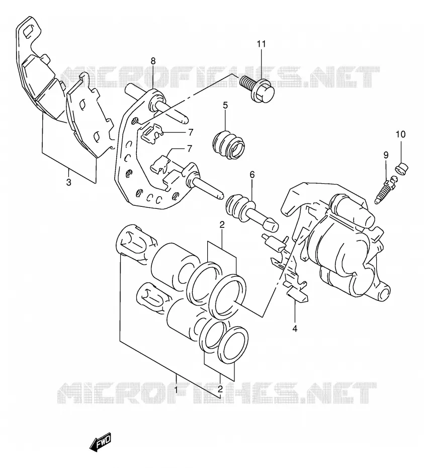 FRONT CALIPER (MODELE N/P/R/T/V) Suzuki MOTO 250 GSX 1993  GSX250FP(E24)