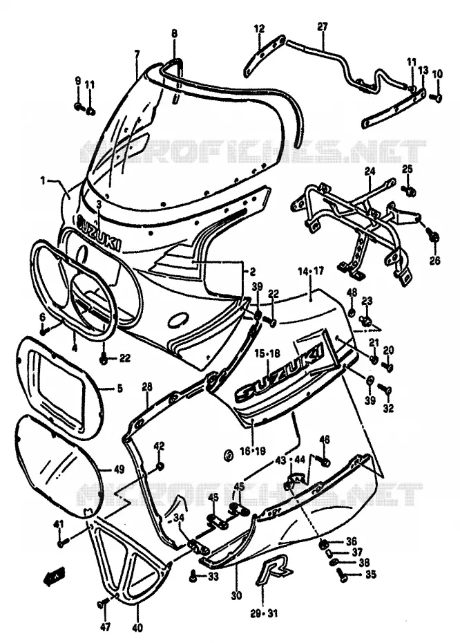 FRONT KUIP (MODELE G) Suzuki MOTO 750 GSX-R 1986  GSX-750G(F/G/H) E34