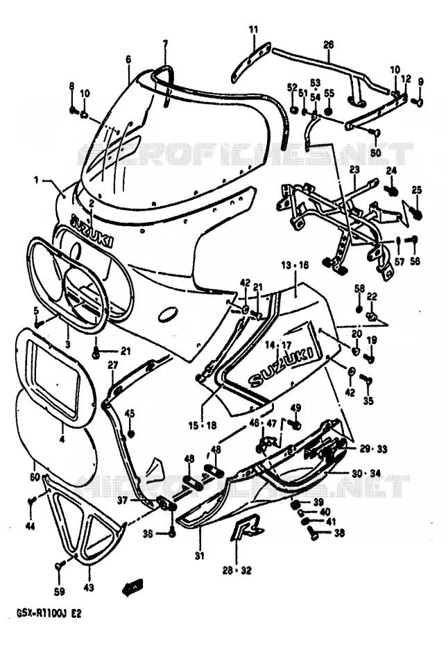 FRONT KUIP (MODELE H) Suzuki MOTO 1100 GSX-R 1986  GSX-R1100G(G/H/J)