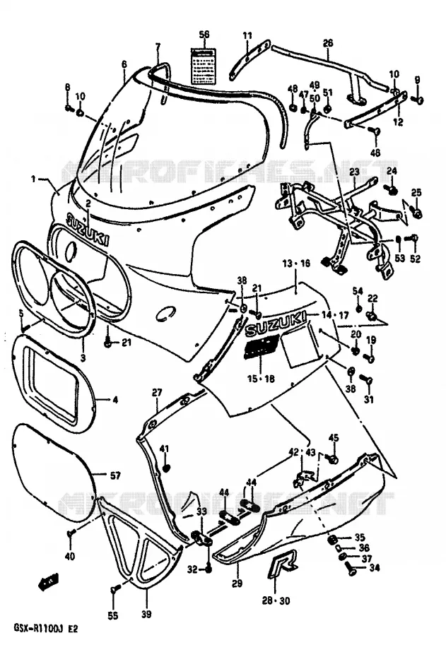 FRONT KUIP (MODELE J,13Z) Suzuki MOTO 1100 GSX-R 1986  GSX-R1100G(G/H/J)