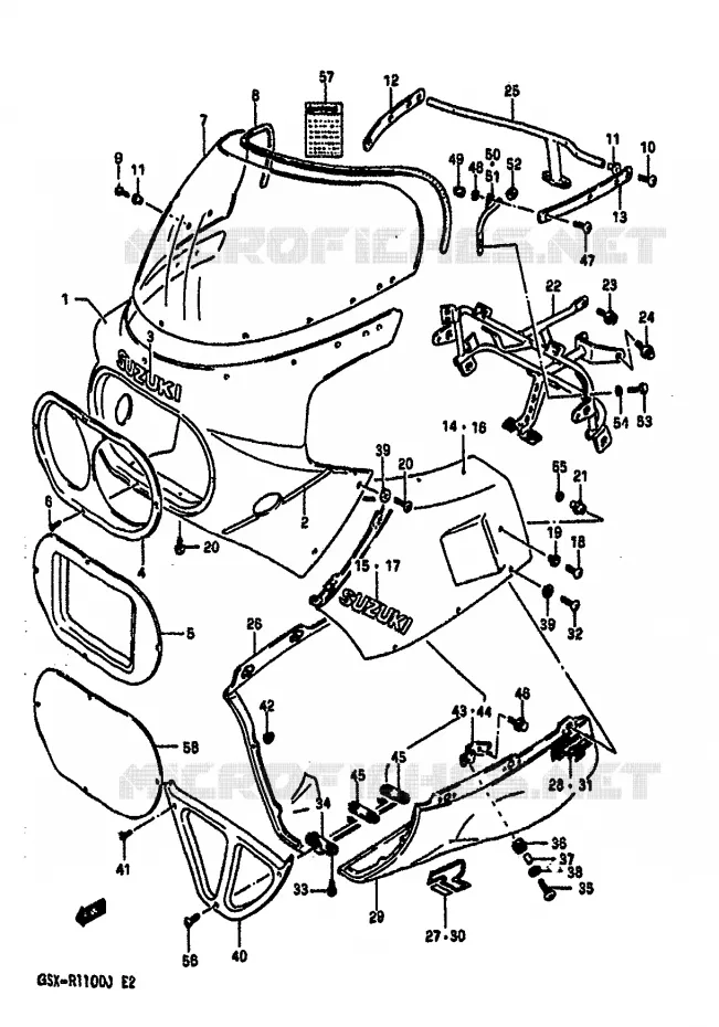 FRONT KUIP (MODELE J,9SR) Suzuki MOTO 1100 GSX-R 1987  GSX-R1100H(G/H/J)