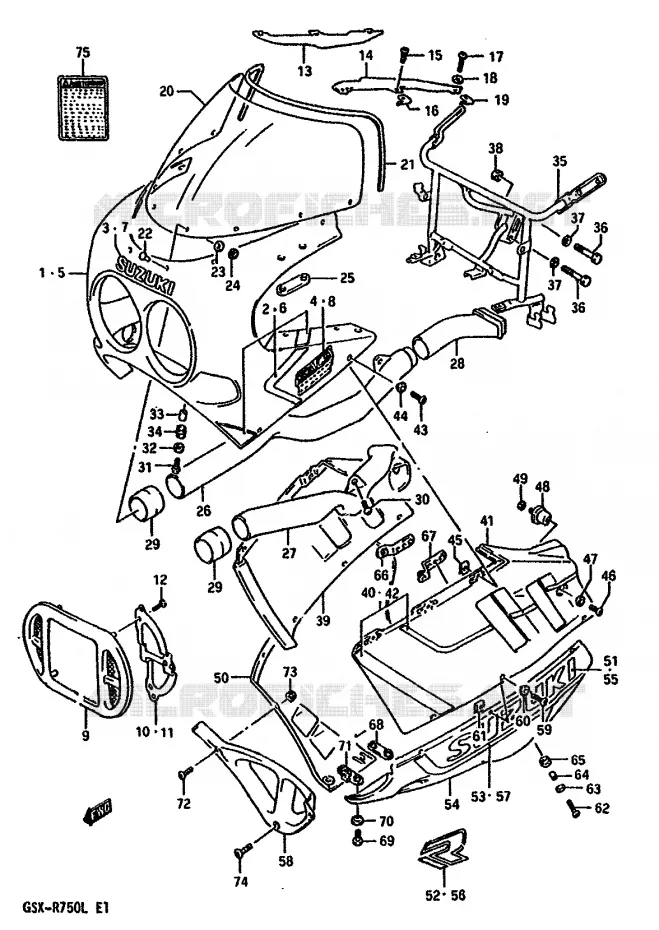 FRONT KUIP (MODELE K 7JJ) Suzuki MOTO 750 GSX-R 1989  GSX-R750K(K/L/M)