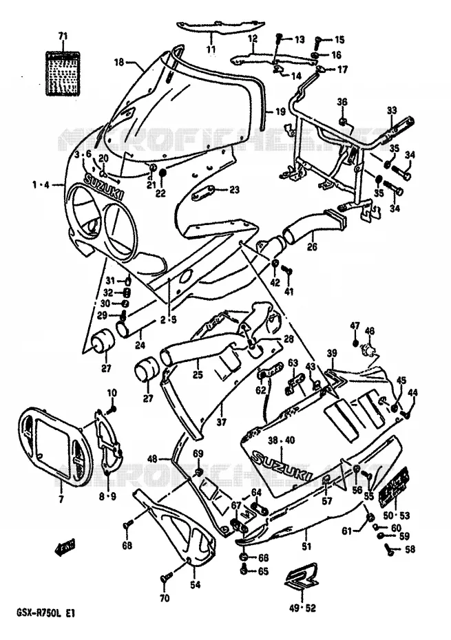 FRONT KUIP (MODELE K 9SR) Suzuki MOTO 750 GSX-R 1990  GSX-R750L(J/K/L)