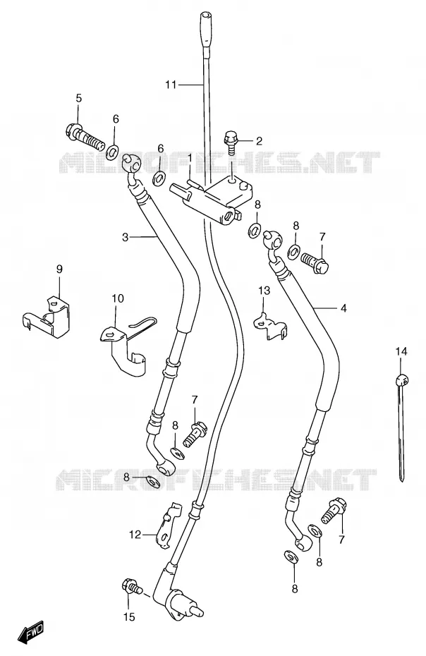FRONT REMSLANG (GSF1200SAV/SAW/SAX/SAY) Suzuki MOTO 1200 BANDIT 1997  GSF1200SV(E2)
