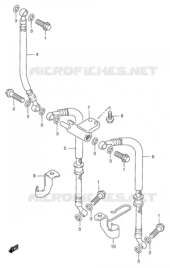 FRONT REMSLANG (GSF1200T/V/W/X/Y/ST/SV/SW/SX/SY) Suzuki MOTO 1200 BANDIT 1999  GSF1200X(E2)
