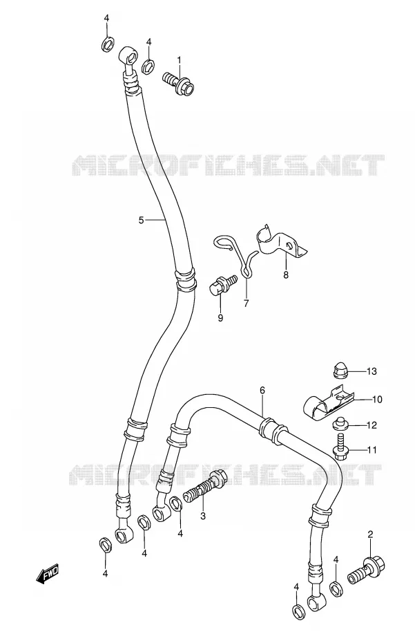 FRONT REMSLANG (MODELE S/T/V/W) Suzuki MOTO 1100 GSX-R 1994  GSX-R1100WR(E28)