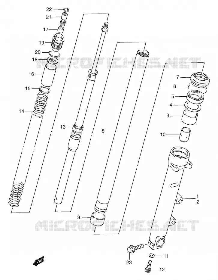 FRONT SCHOKDEMPER (GSF1200SAV/SAW/SAX/SAY) Suzuki MOTO 1200 BANDIT 1999  GSF1200SX(E2)