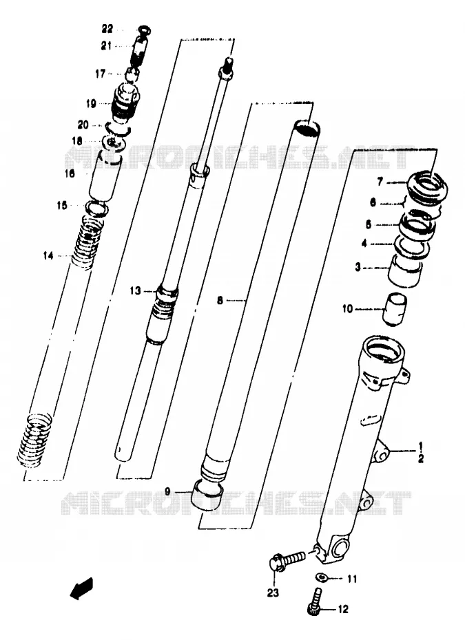 FRONT SCHOKDEMPER (GSF1200SAV/SAW/SAX/SAY) Suzuki MOTO 1200 BANDIT 1999  GSF1200X(T/V/W/X/Y)