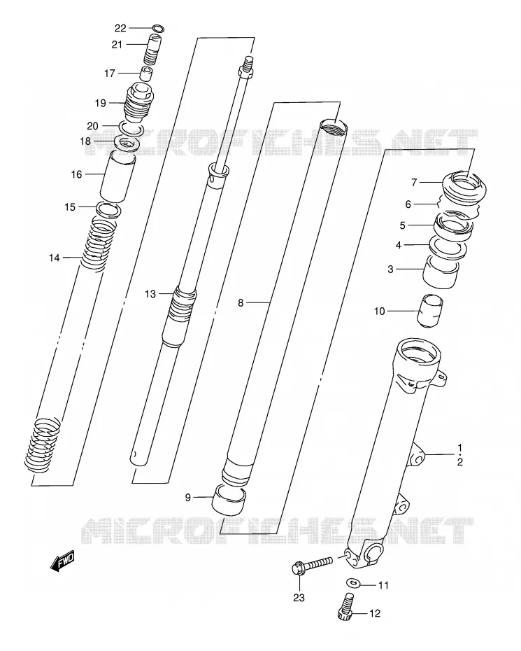 FRONT SCHOKDEMPER (GSF1200ST/SV/SW/SX/SY) Suzuki MOTO 1200 BANDIT 1999  GSF1200SX(E28)