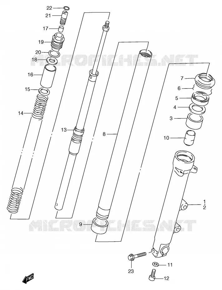 FRONT SCHOKDEMPER (GSF1200T/V/W/X/Y/ST/SV/SW/SX/SY) Suzuki MOTO 1200 BANDIT 1996  GSF1200T(E2)