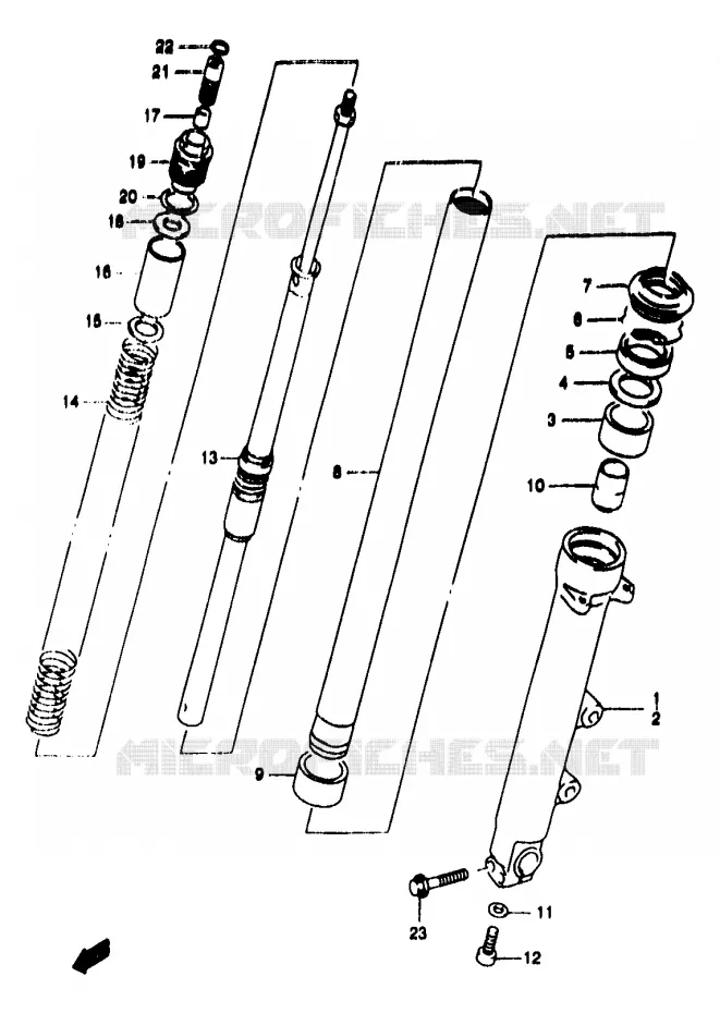 FRONT SCHOKDEMPER (GSF1200T/V/W/X/Y/ST/SV/SW/SX/SY) Suzuki MOTO 1200 BANDIT 2000  GSF1200Y(T/V/W/X/Y)
