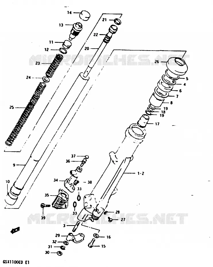 FRONT SCHOKDEMPER (GSX1100ED/EXD) Suzuki MOTO 1100 GSX 1982  GSX1100Z(Z/D)