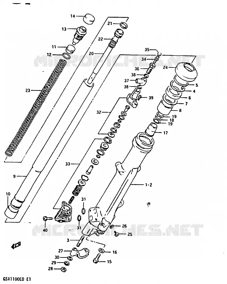 FRONT SCHOKDEMPER (GSX1100EZ) Suzuki MOTO 1100 GSX-E 1983  GSX1100EXD(Z/D)