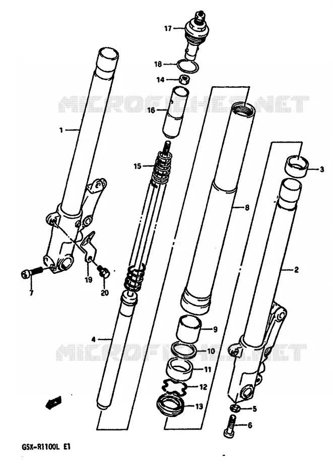 FRONT SCHOKDEMPER (MODELE L) Suzuki MOTO 1100 GSX-R 1989  GSX-R1100K(K/L)