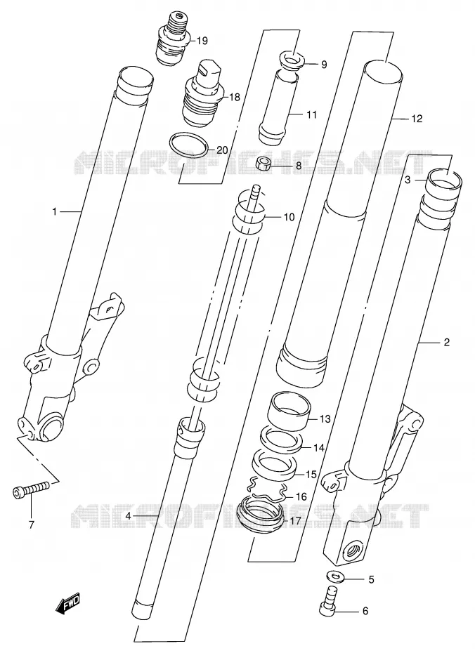 FRONT SCHOKDEMPER (MODELE L) Suzuki MOTO 400 GSX-R 1993  GSX-R400RP(E30)