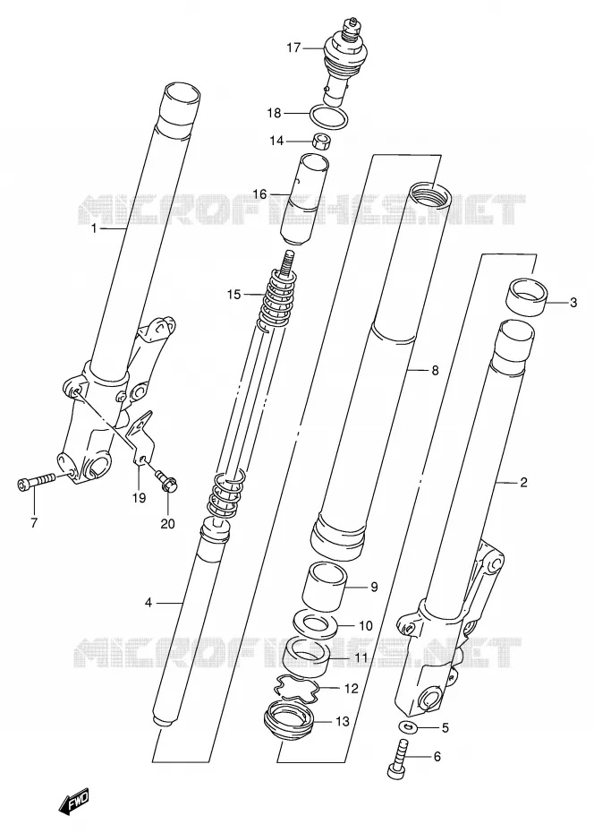 FRONT SCHOKDEMPER (MODELE P/R) Suzuki MOTO 1100 GSX-R 1993  GSX-R1100WP(E2)