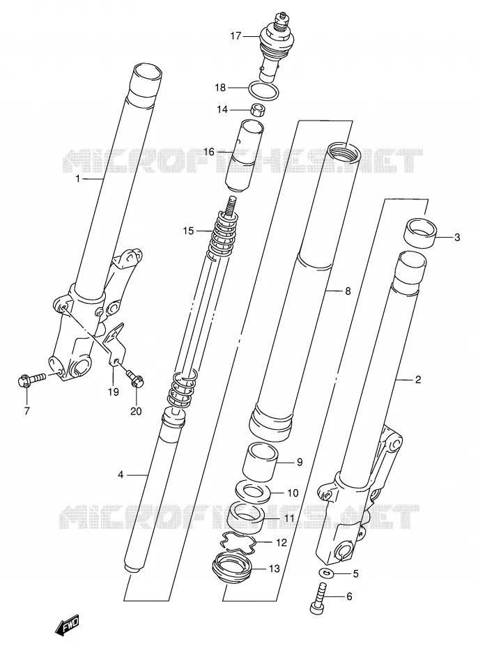 FRONT SCHOKDEMPER (MODELE S/T/V/W) Suzuki MOTO 1100 GSX-R 1993  GSX-R1100WP(E2)