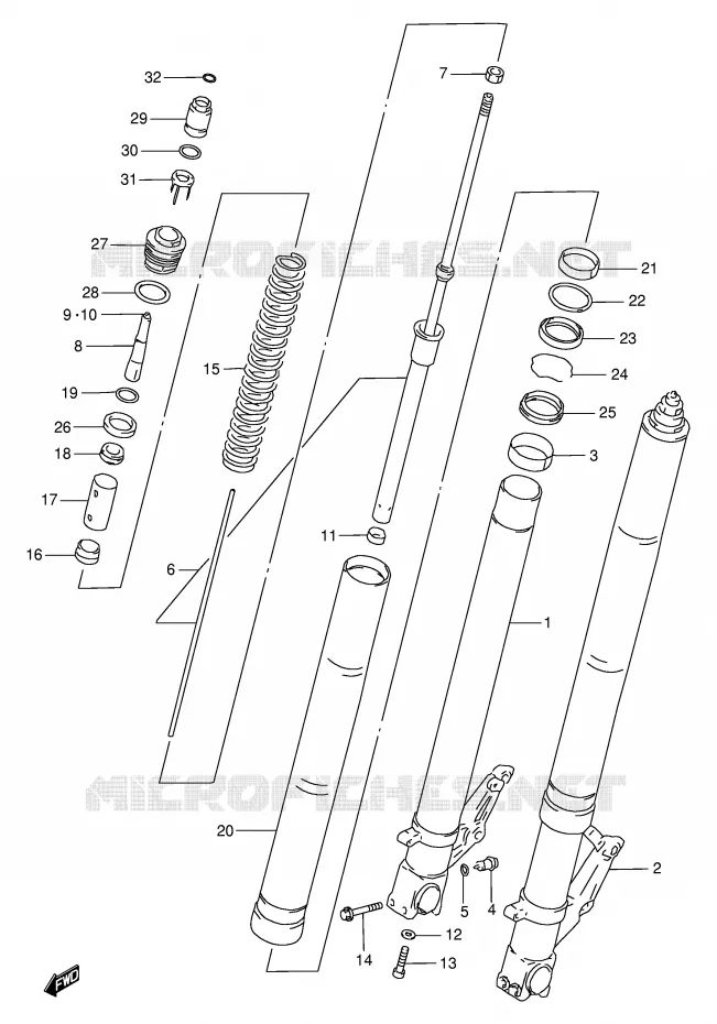 FRONT SCHOKDEMPER (MODELE T/V) Suzuki MOTO 750 GSX-R 1997  GSX-R750V(E2)