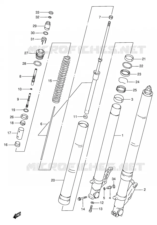 FRONT SCHOKDEMPER (MODELE W/X) Suzuki MOTO 750 GSX-R 1998  GSX-R750W(E2)