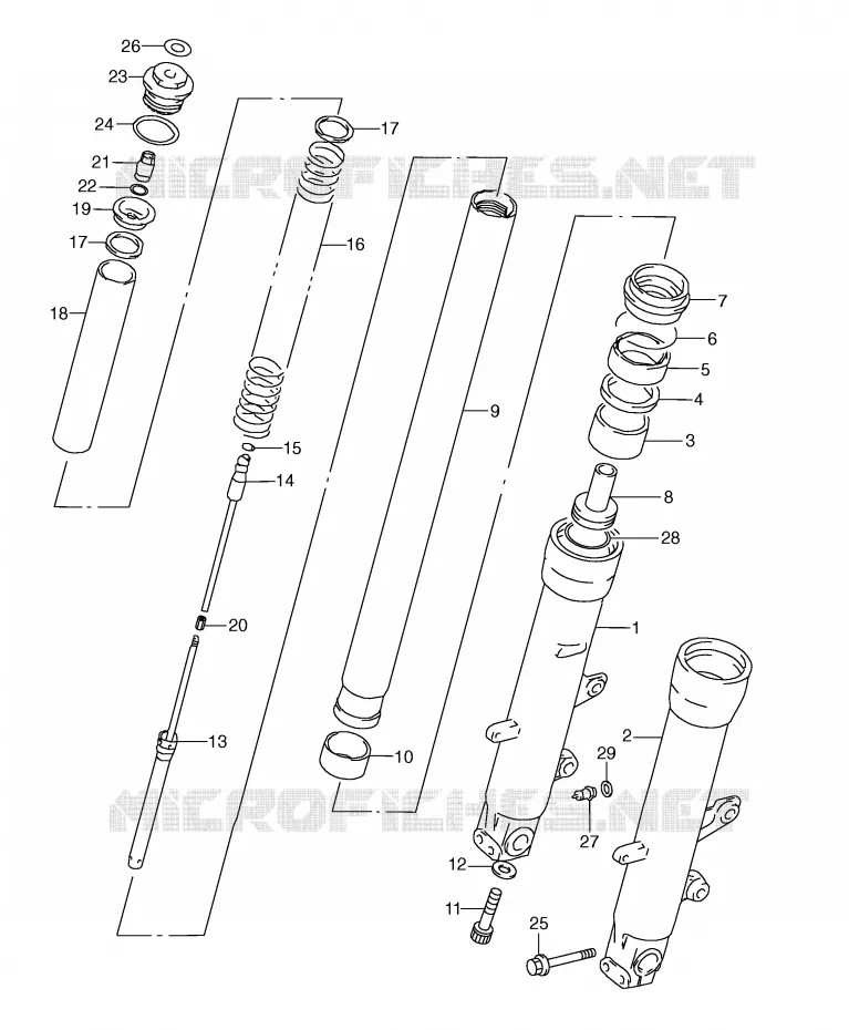 FRONT SCHOKDEMPER (MODELE W/X/Y) Suzuki MOTO 600 GSX-R 1999  GSX-R600X(E2)