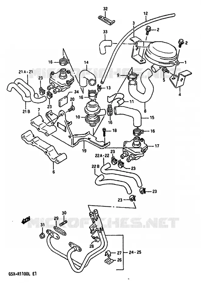 FUEL EVAP SYSTEM (E18) Suzuki MOTO 1100 GSX-R 1990  GSX-R1100L(K/L)