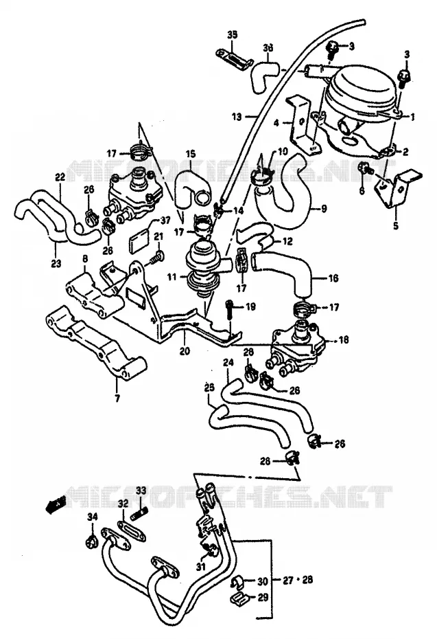 FUEL EVAP SYSTEM (E18,E39) Suzuki MOTO 1100 GSX-R 1991  GSX-R1100M(M/N)