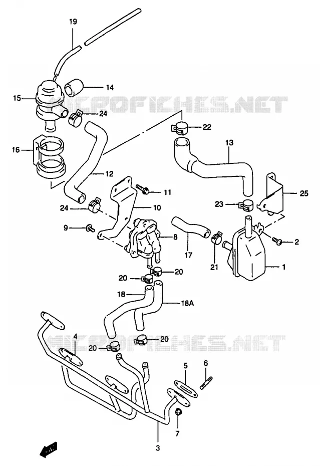 FUEL EVAP SYSTEM (GSF1200W/X/Y E18) Suzuki MOTO 1200 BANDIT 1996  GSF1200ST(T/V/W/X/Y)