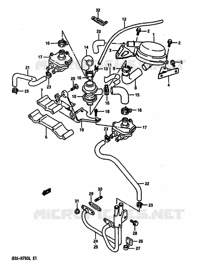 FUEL EVAP SYSTEM (MODELE J/K E18) Suzuki MOTO 750 GSX-R 1990  GSX-R750L(J/K/L)