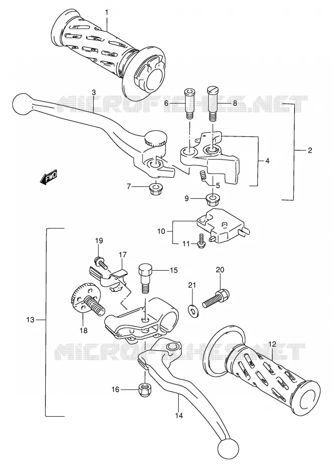 HANDGRIPS - LEVERS Suzuki MOTO 250 GSX 1994  GSX250FR(E24)
