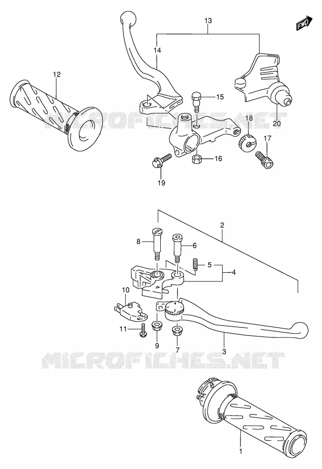 HANDGRIPS - LEVERS Suzuki MOTO 600 BANDIT 1998  GSF600UW(E2)