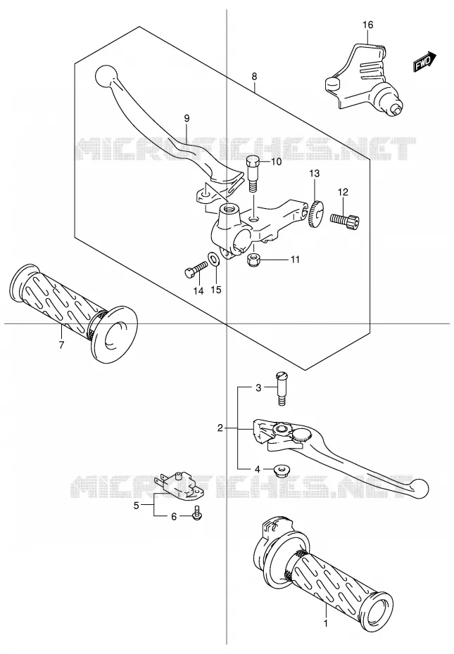 HANDGRIPS - LEVERS Suzuki MOTO 600 BANDIT 2004  GSF600ZUK4(E2)