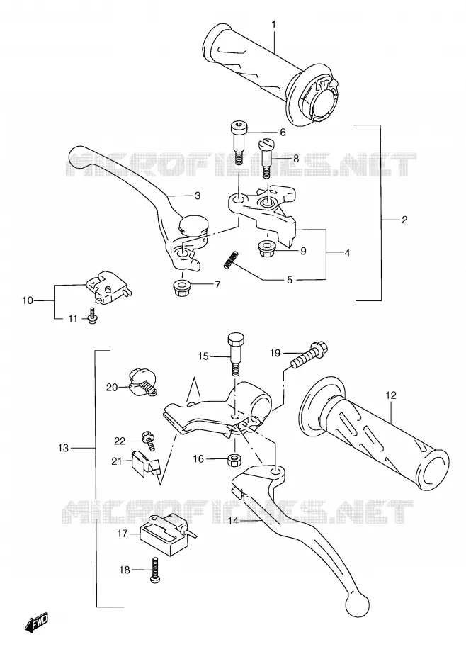 HANDGRIPS - LEVERS Suzuki MOTO 600 GSX-R 1998  GSX-R600W(E2)