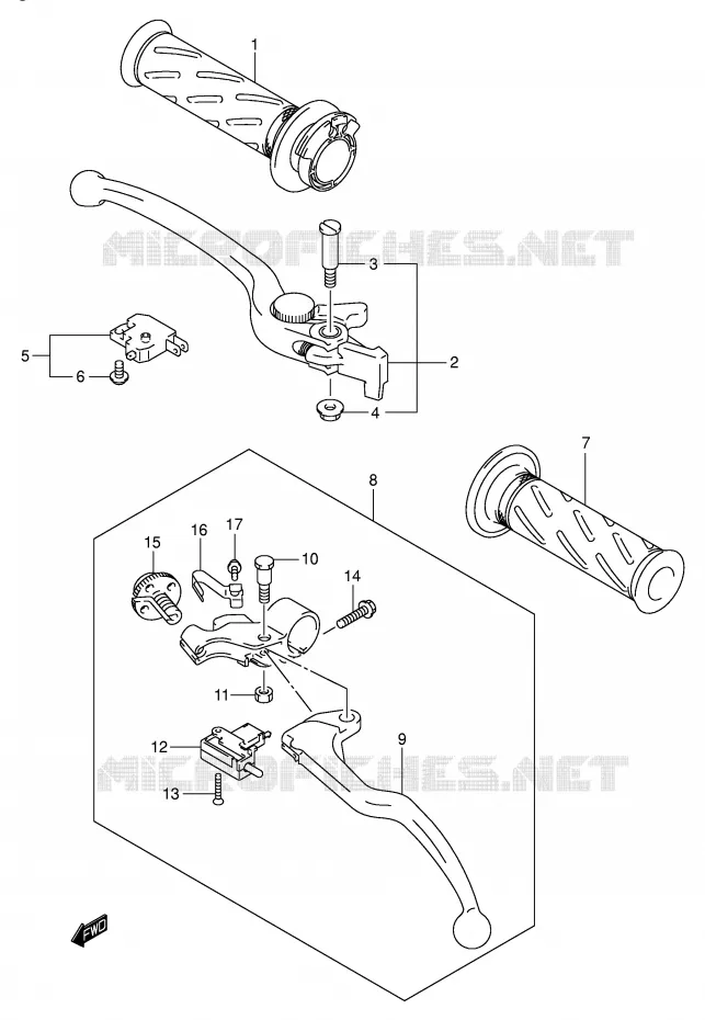 HANDGRIPS - LEVERS Suzuki MOTO 600 GSX-R 2002  GSX-R600U1K2(E2)