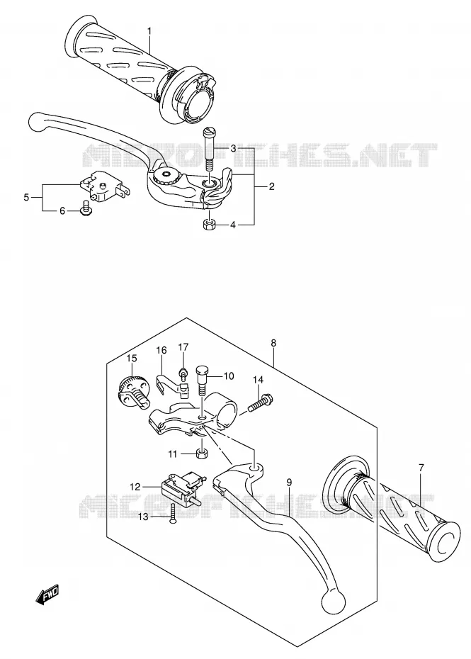 HANDGRIPS - LEVERS Suzuki MOTO 600 GSX-R 2005  GSX-R600U3XK5(E2)