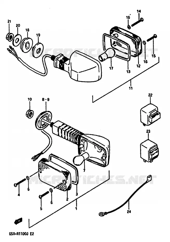 INDICATOREN (E2,4,15,16,17,18,21,22,25,34,39,53) Suzuki MOTO 1100 GSX-R 1986  GSX-R1100G(G/H/J)