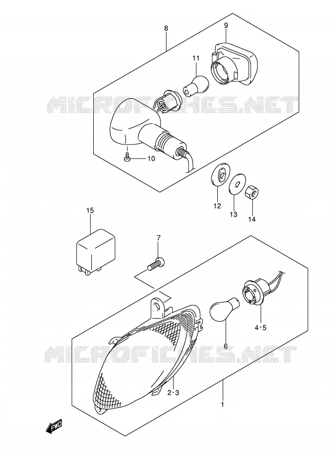 INDICATOREN (MODEL K5/K6/K7) Suzuki MOTO 1300 HAYABUSA 2005  GSX1300RU1K5(E2)