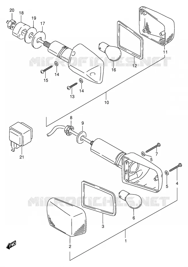 INDICATOREN (MODELE T/V/W/X E17) Suzuki MOTO 600 BANDIT 1998  GSF600W/GSF600SW/GSF600UW/GSF600SUW