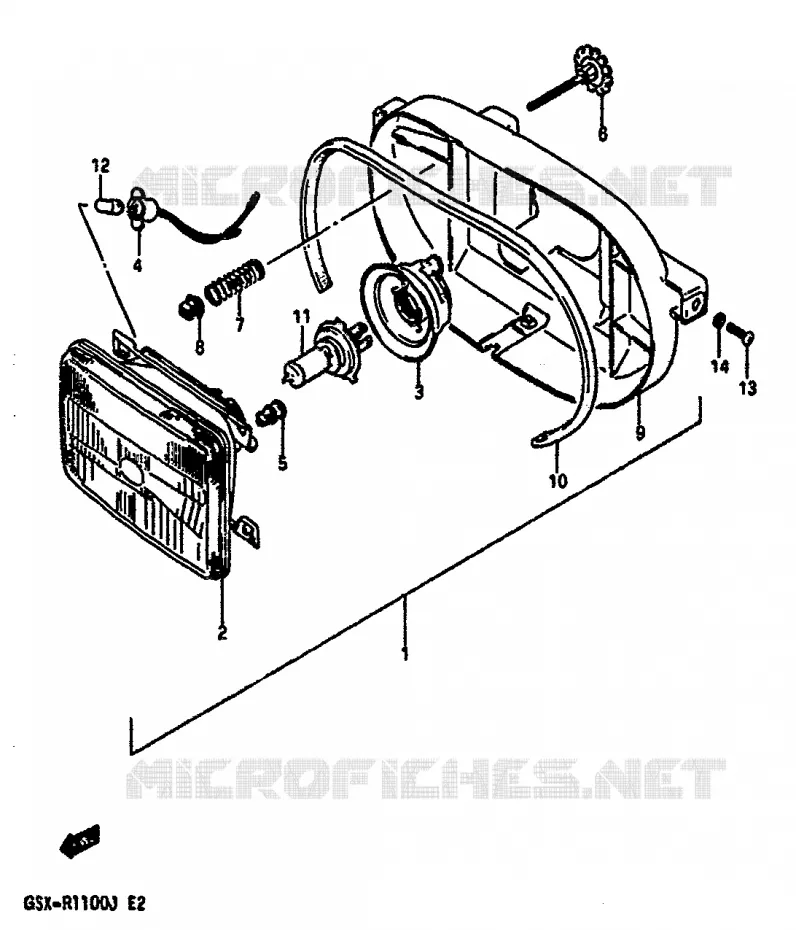 KOPLAMP (E18,MODELE G/H E34) Suzuki MOTO 1100 GSX-R 1986  GSX-R1100G(G/H/J)